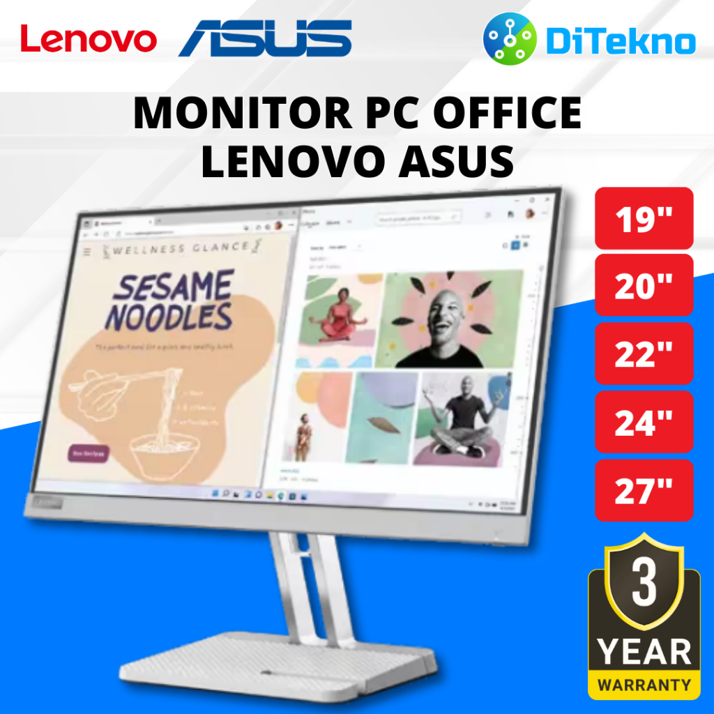 Monitor Office Kantor Lenovo ASUS - 19Inch 20 Inch 22 Inch 24 Inch 27 Inch FHD