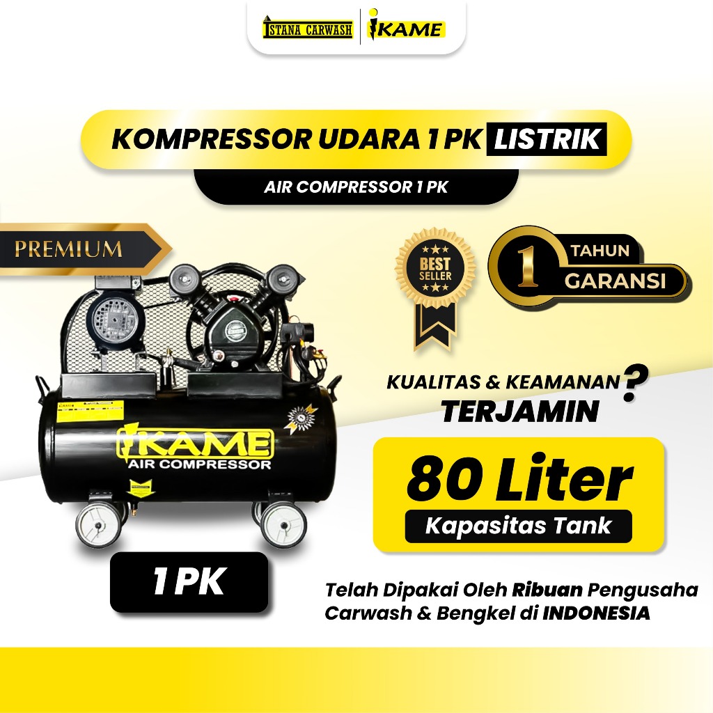 Kompresor Udara Angin Listrik 1HP 1PK Pompa Angin Air Compressor IKAME