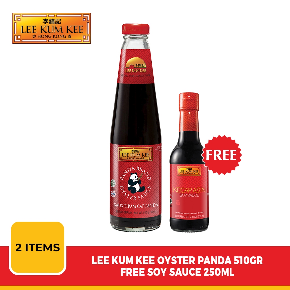 

LEE KUM KEE OYSTER PANDA 510gr free Soy Sauce 250ml Banded