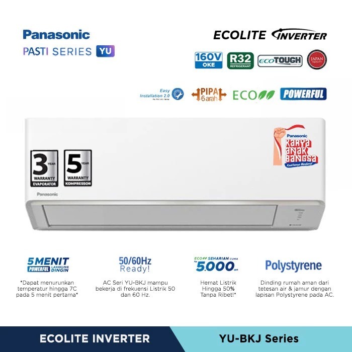 PANASONIC AC 0,75 PK YU 7BKJ 3/4 PK BIRU INVERTER
