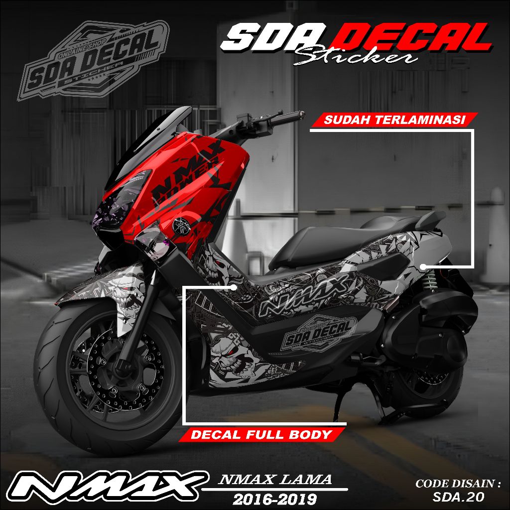 DECAL NMAX LAMA 2016 - 2019 - STIKER FULL BLOK NMAX 2016-2019 - STIKER NMAX FULL BODY SDA.020