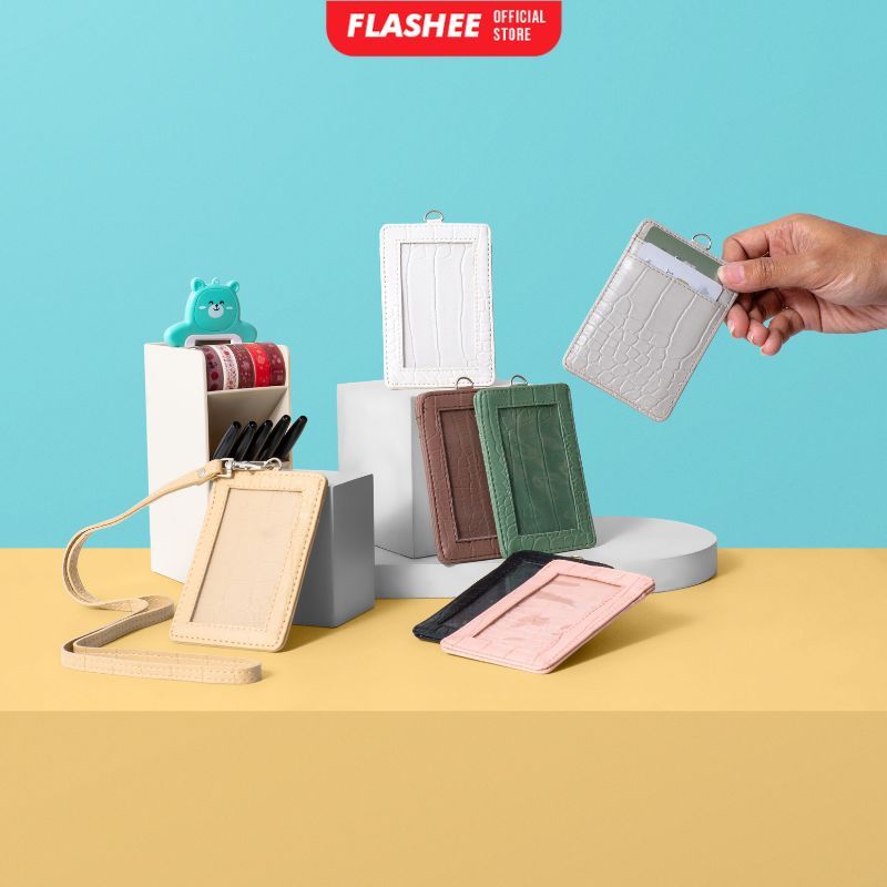 

Flashee Name Tag Nayra Lanyard Croco ID Card Holder Crocodile Kulit Lanyard Berkualitas PU Leather