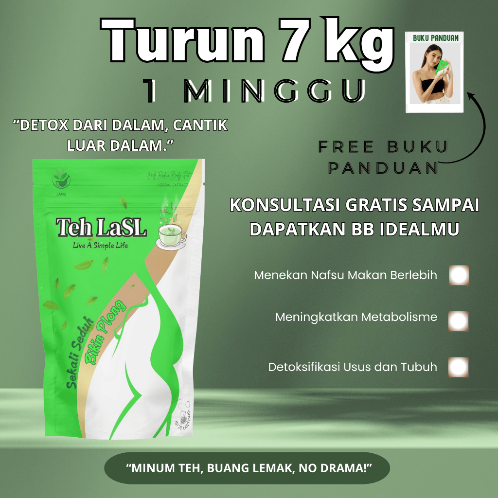 

[ Beli 1 Gratis 1 ] Teh Diet Turun BB 7kg Seminggu - Detox Slimming Tea Herbal