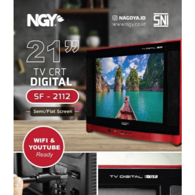 NAGOYA TV TABUNG CRT DIGITAL 21INCH SF 2112 LAYAR SEMI