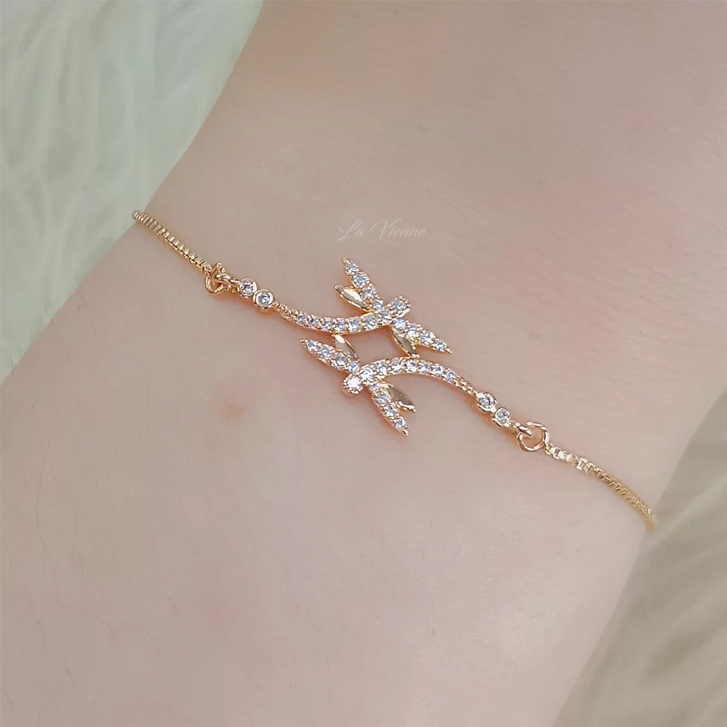 La Vienne - Dragonfly - Gelang Serut Titanium Wanita Anti Karat - Perhiasan Perempuan Elegan Mewah