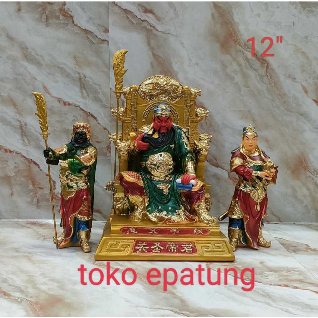 patung kwan kung / kwan te / kwan kong - duduk - fiber - 12 inch - Naga - set