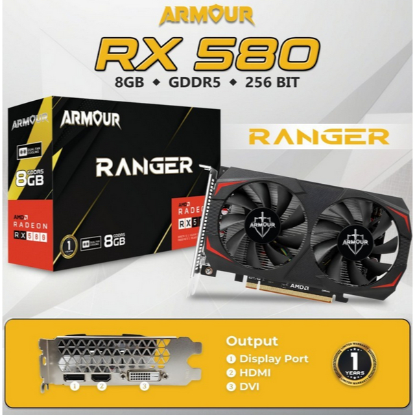 VGA ARMOUR RX 580 8GB DDR5 256BIT RX580 8GB RX-580 8GB