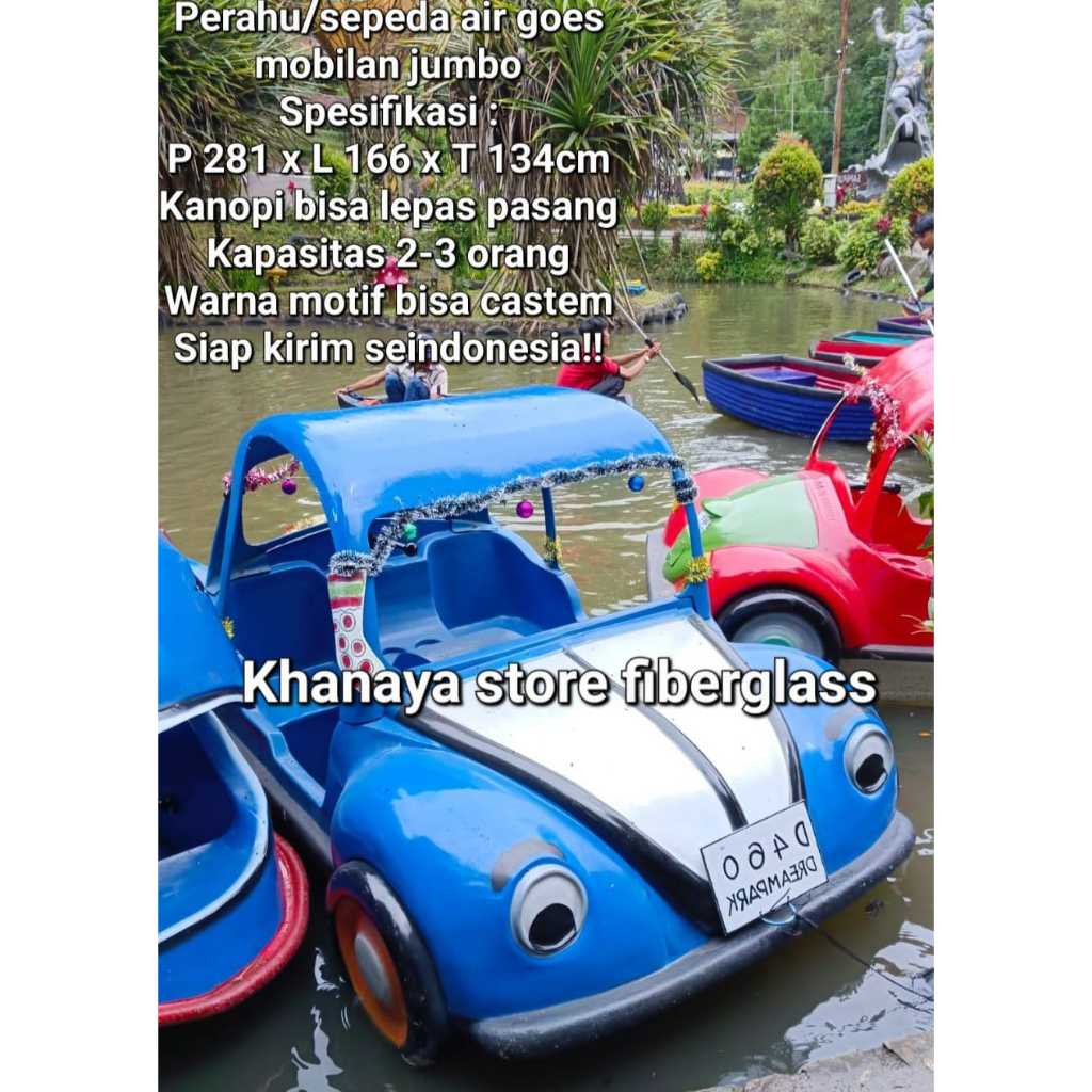 Mainan sepeda air goes karakter mobilan biru jumbo_Perahu goes fiberglass_Sepeda air goes wisata