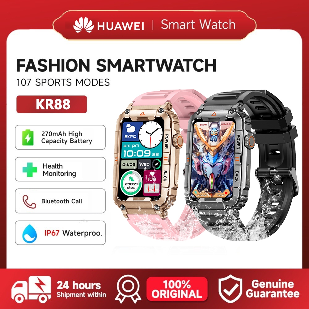 【New】HUAWEI Smartwatch KR88 Jam Tangan Pintar Olahraga Tahan Air Panggilan Bluetooth Pria Pemantauan