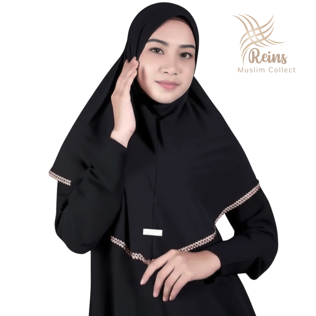 ReinsCollect | Jilbab Instan/ Kerudung Bergo Trim Manik Emas/Hijab Premium Murah