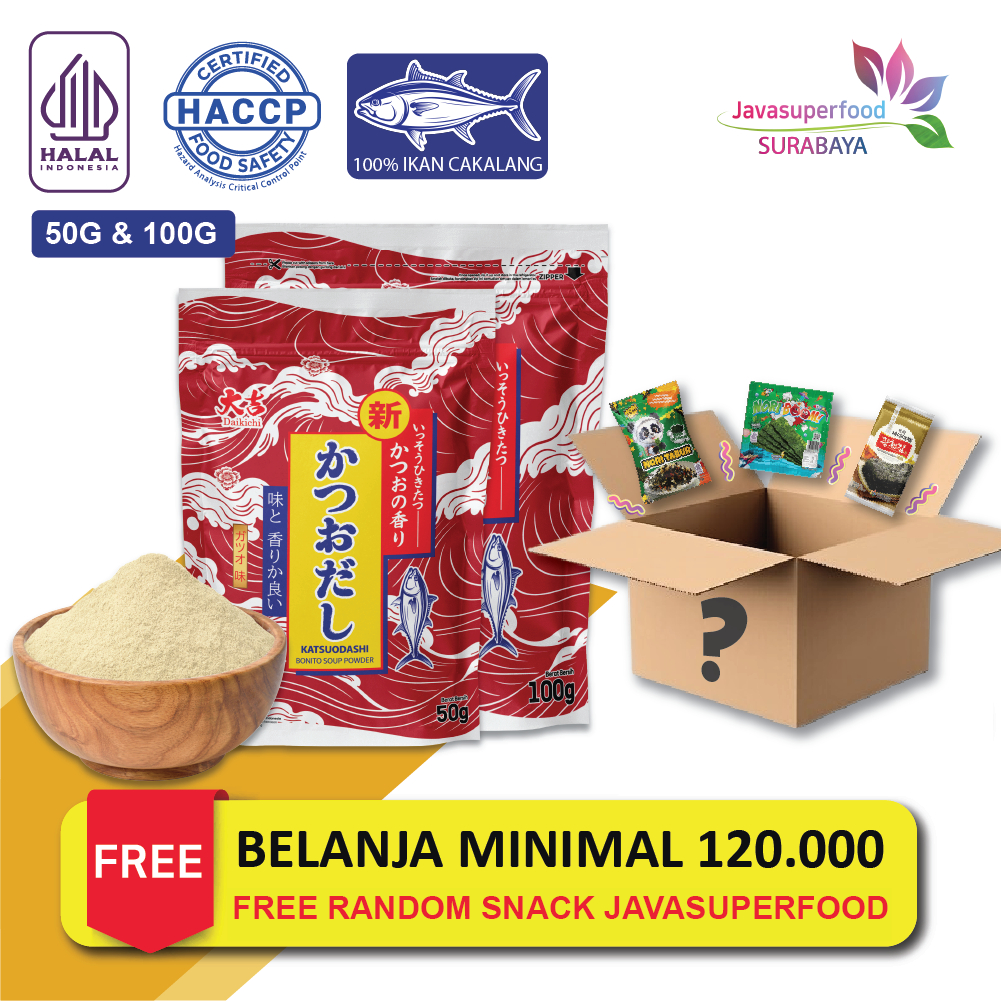 

[HALAL] DAIKICHI KATSUODASHI BONITO SOUP POWDER 50 GR & 100 GR / BUBUK KALDU IKAN BONITO KERING / BUBUK KATSUOBUSHI / IKAN CAKALANG / HONDASHI / MARUMOTO
