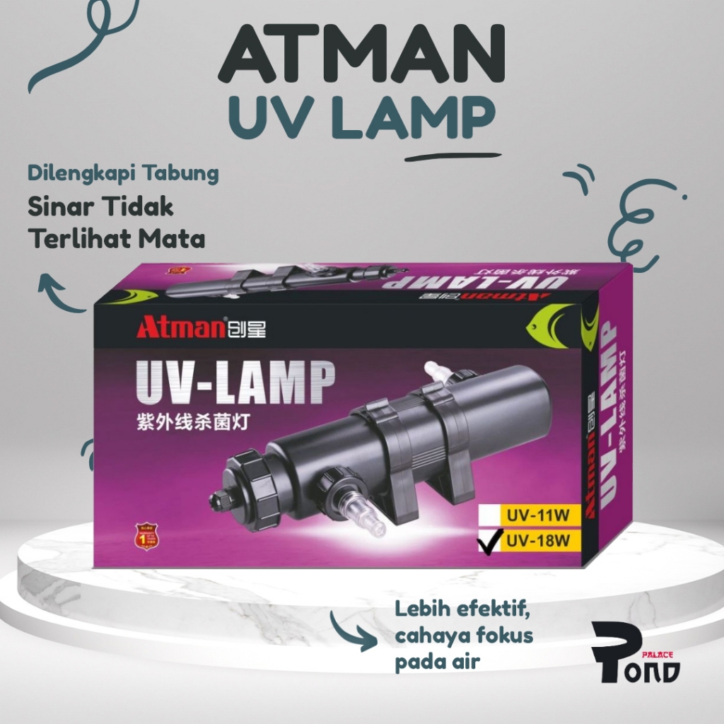 Lampu UV Penjernih Air Kolam Atman UV 18W Ultraviolet Kolam Koi