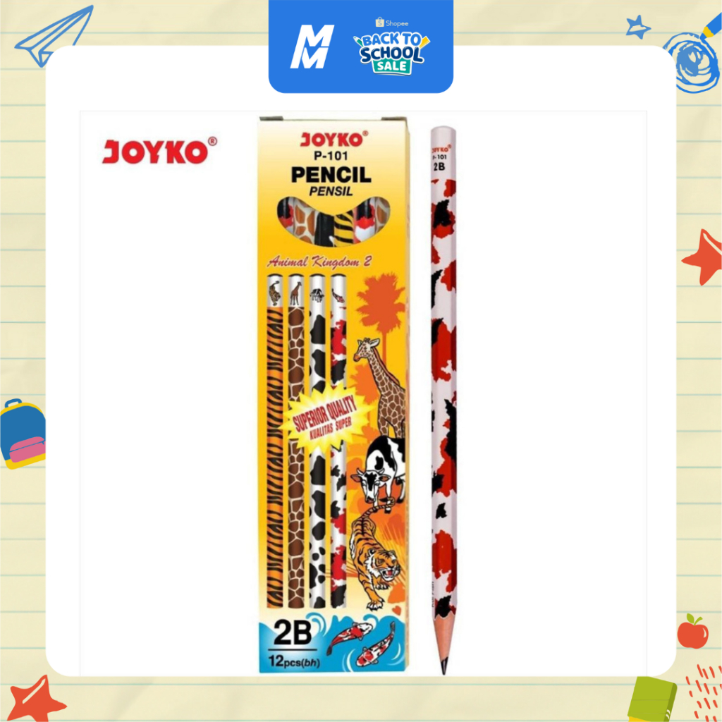 

Pensil Joyko 2B P101 Animal Kingdom | Motif Hewan | 1 Pak Isi 12 Pcs | Grip Hexagonal