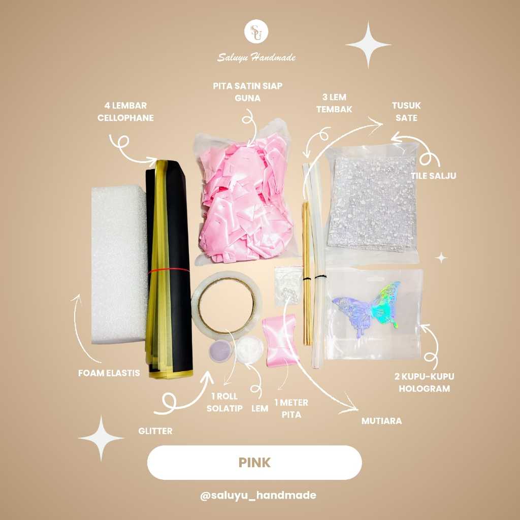 

TERLENGKAP 4 CM Paket Mentahan Bouquet Kertas Pita Satin Cantik Bunga Mawar Flower Buket Maroon dengan Greeting Card Merah