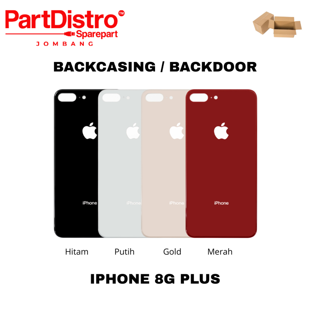 BACKGLASS / BACKCASING / BACKDOOR / TUTUP BELAKANG IPHONE 8G PLUS HITAM GOLD MERAH PUTIH