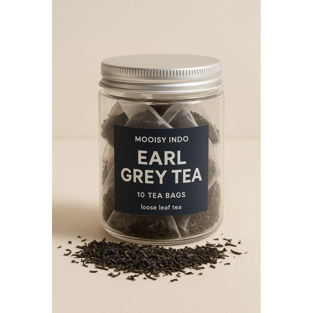 

Earl grey tea / teh hitam bergamount mooisy indo kemasan 10 pounch tea bags Minuman