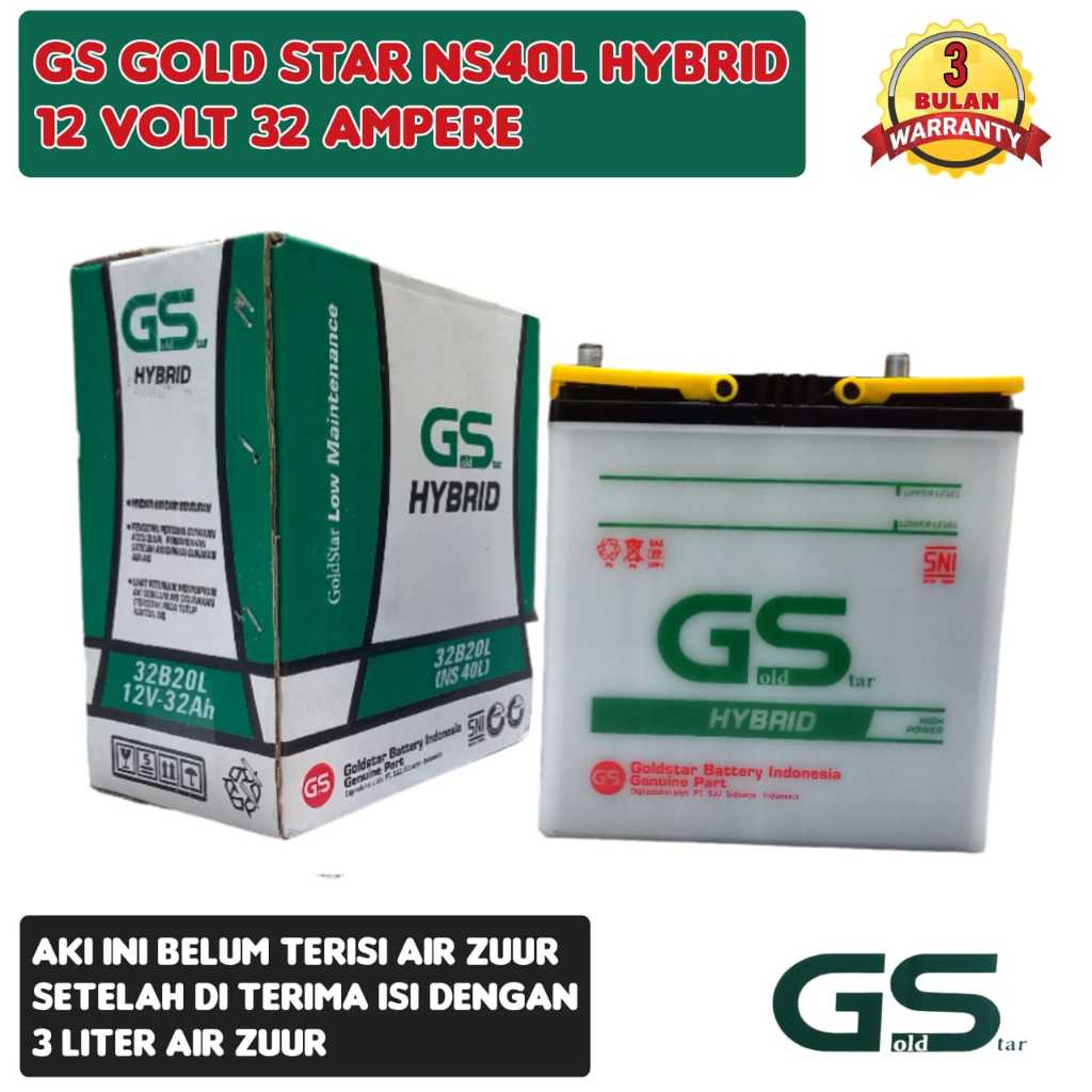 Aki Mobil Ayla/Agya/Calya/Sigra/Jazz/Ertiga/Brio/Karimun/Datsun go/Baleno GS Gold Star Hybrid Ns40L 