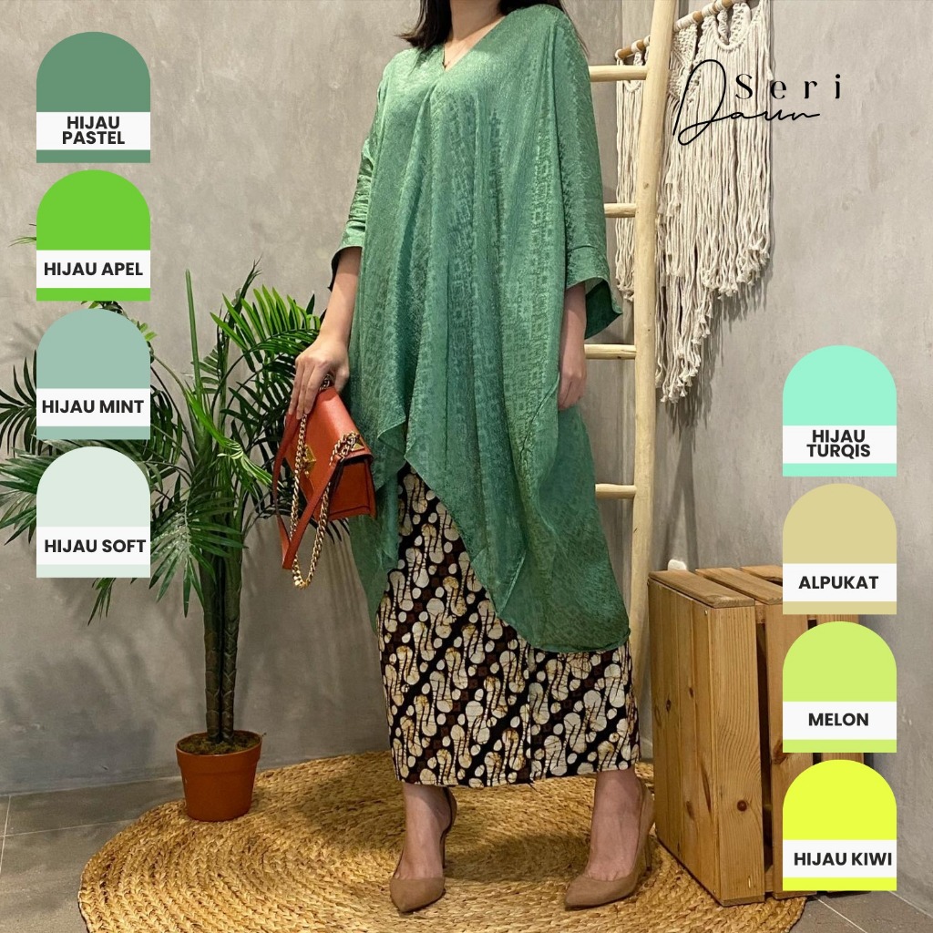 Lausboutique-Tunik Aruna Polos-Seri Daun-Tunik Batik [Hanya Atasan]