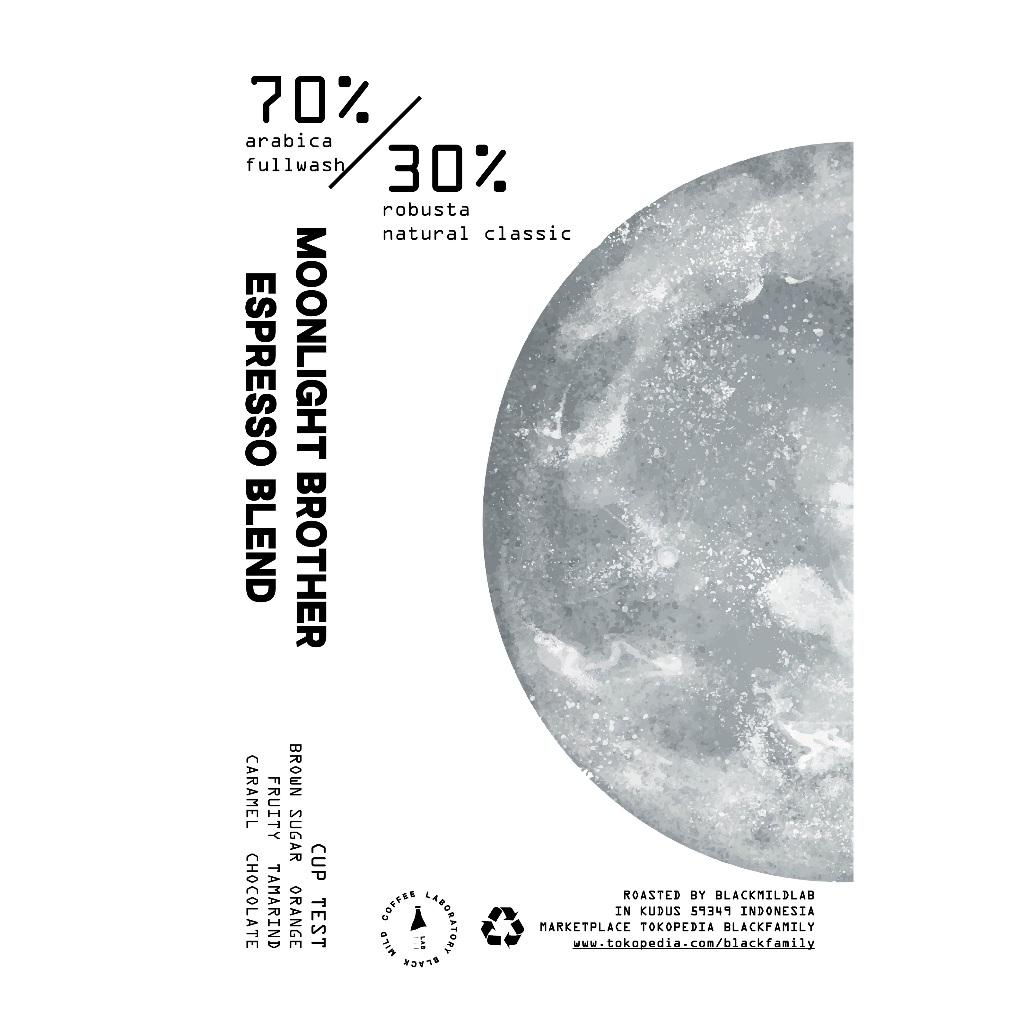 

Biji Kopi Blend Espresso Moonlight Brother 30 Robusta 70 Arabika Roasted Beans Espresso Coffee