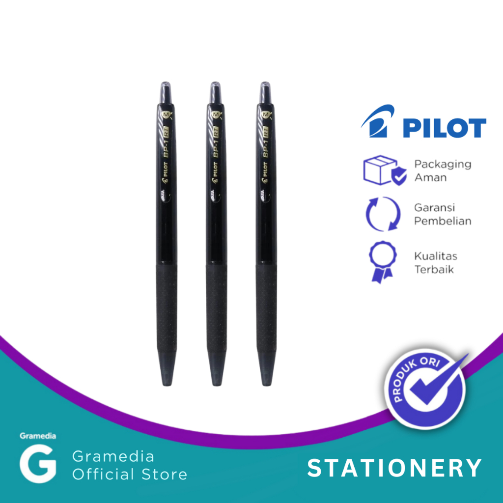

BALLPEN PILOT BP-1 RT MEDIUM SET 3PCS BLACK