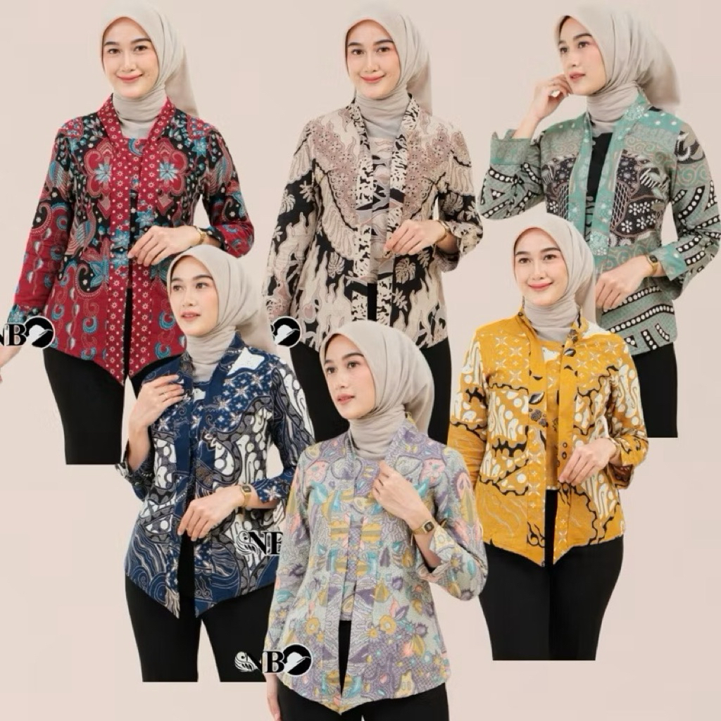tey-17 Batik wanita ASJ SA HRB026 Kenongo Kemeja Tosca Pendek flow Katun Atasan Motif batik