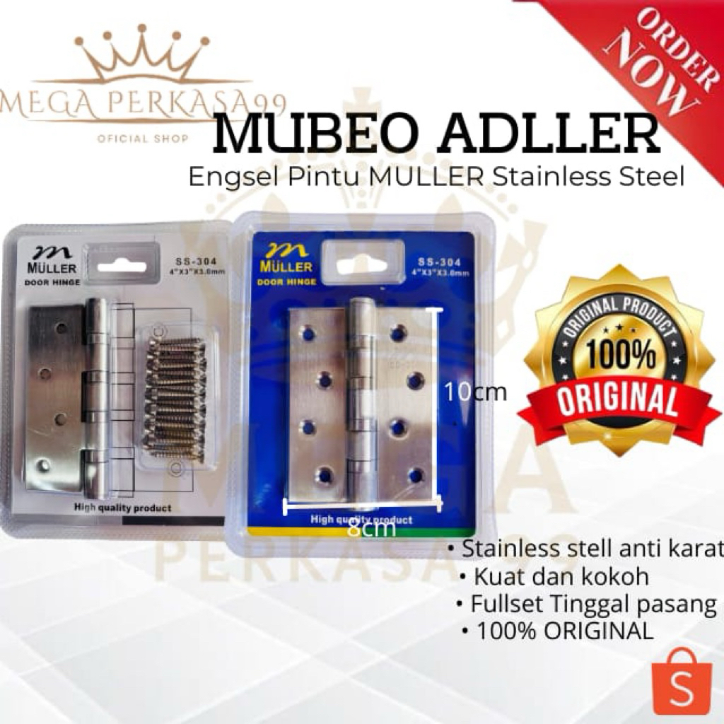 Engsel Muller 4 inci Engsel Bearing Pintu Jendela Stainless Muller Sus 304