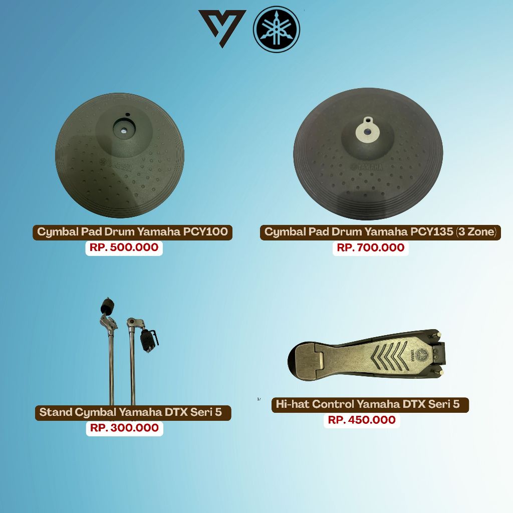 Jual Sparepart Drum Cymbal Pad PCY100/Cymbal PCY135 (3 Zone)/Clamp/Holder/Stand Cymbal/Hi-hat Contro