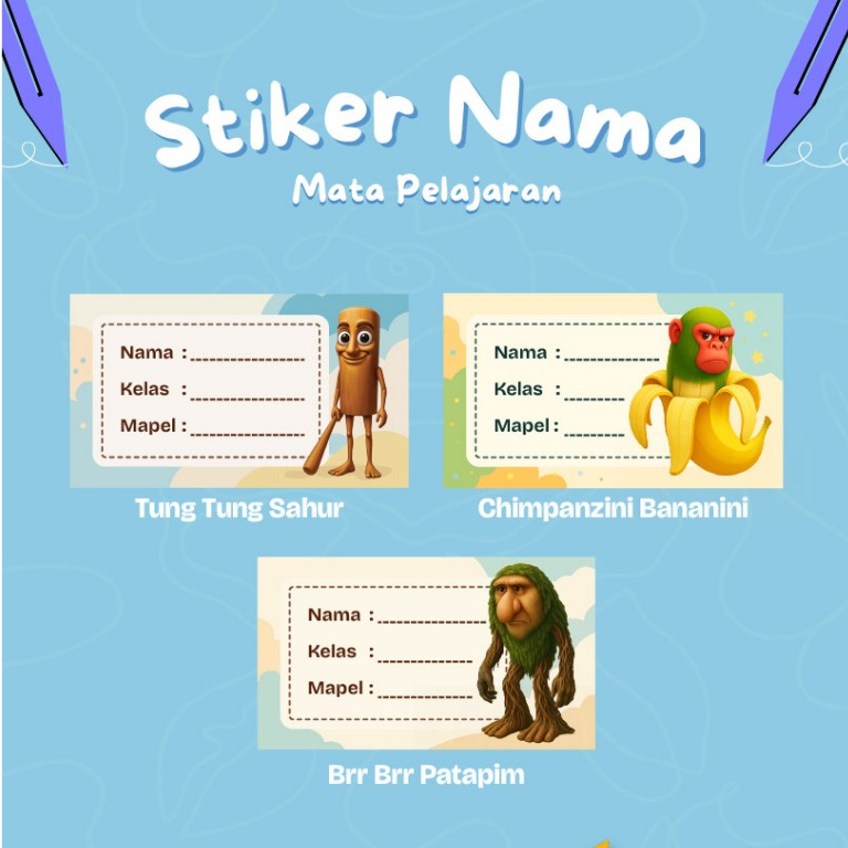 

20 STICKER NAMA BUKU SEKOLAH Anomali - Label Nama Sticker | Sticker Label Nama | Stiker Buku Mapel