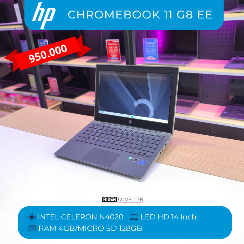 Chromebook HP 11 G8 EE Intel Celeron N4020 RAM 4GB MICROSD 128GB HD 11,6inch Notebook Second