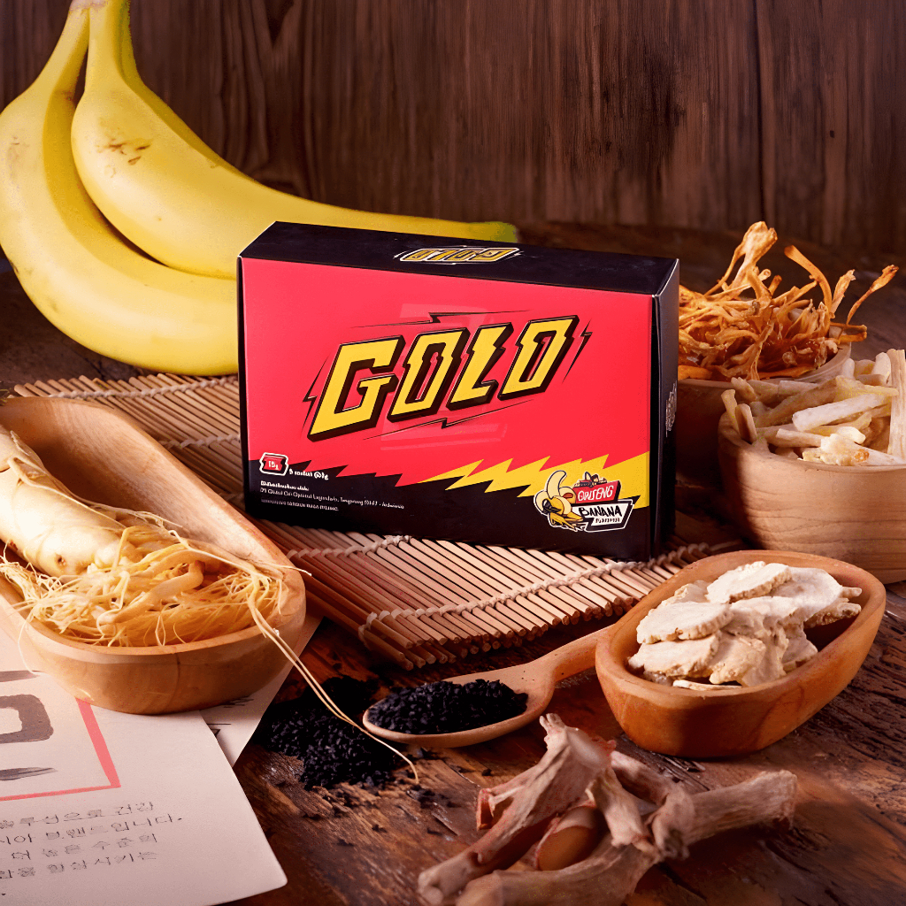

Mr Golo Ginseng Sachet Dan Box Botanical Drink Rasa Banana