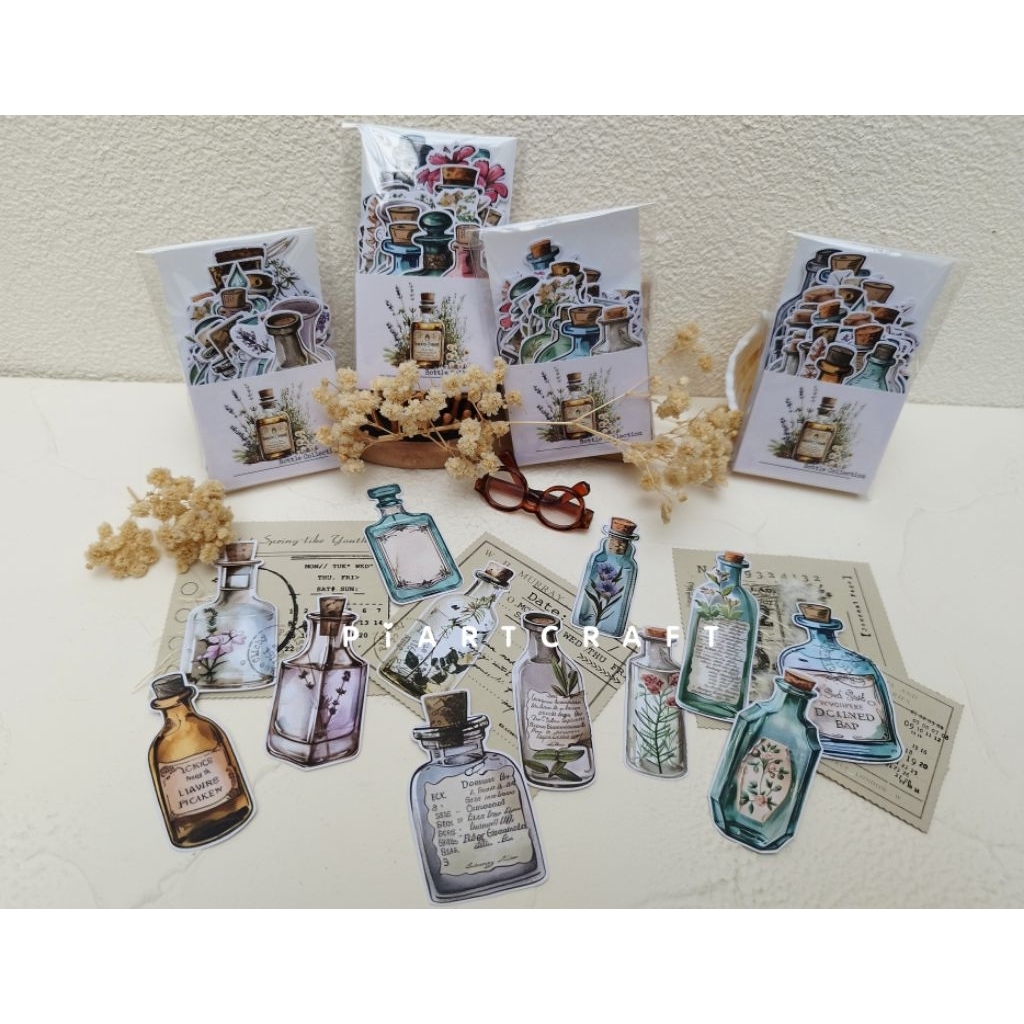 

JUNK JOURNAL BOTTLE VINTAGE (isi 50 pcs) - kertas hias journal scrapbook bullet journal