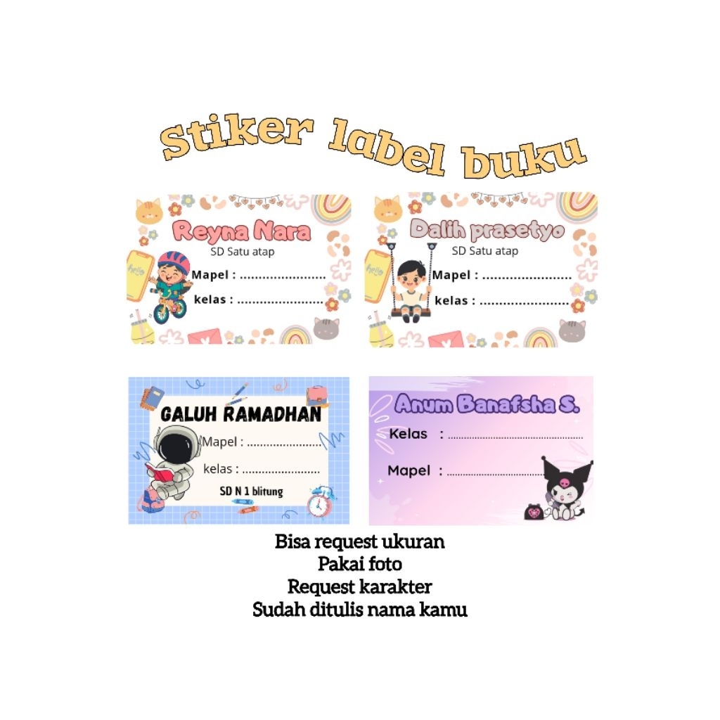 

label nama buku stiker label nama/terbaru stiker label nama