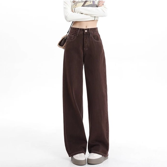 Celana Warna Coklat Panjang Wanita Celana Jeans Panjang Wanita Celana Highwaist Jeans Baggy Pants Ju