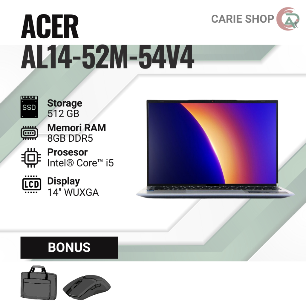 LAPTOP ACER AL14-52M-54V4 I 8GBDDR5 I 512GB I14"