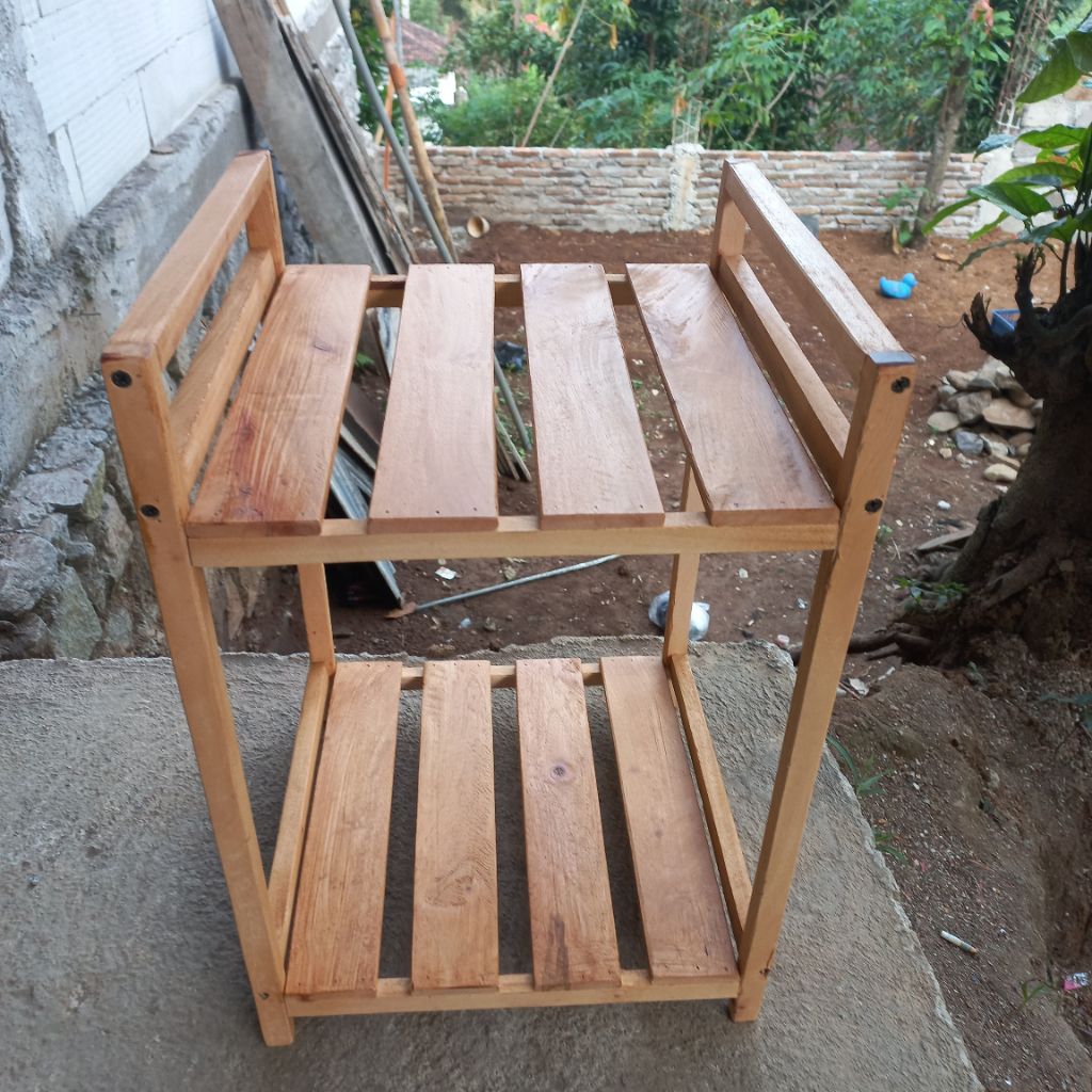 rak dispenser dan magicom/kayu solid dengan 2 tinggkat