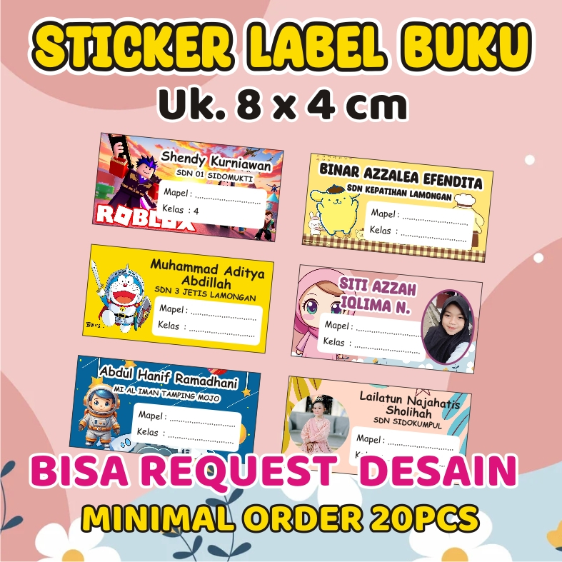 

Sticker Label Nama Buku Pelajaran Sekolah Satuan bisa Request
