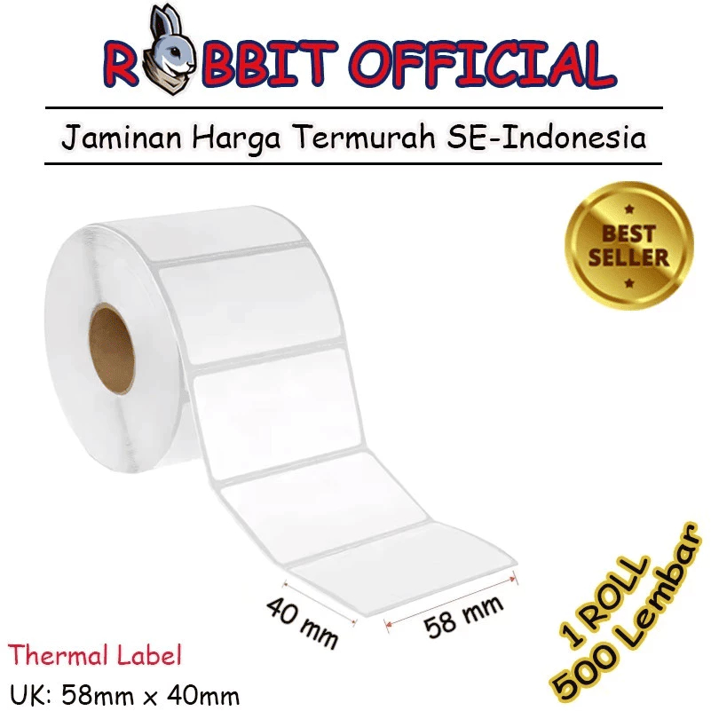 

KERTAS RESI LABEL THERMAL BARCODE 58x40 mm (500 Pcs)