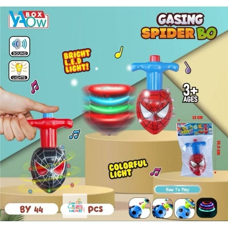 Mainan Anak Gangsing Putar Lampu LED Musik SPIDERMAN VENOM / Gasing Mainan Karakter Seru Nyala Flash
