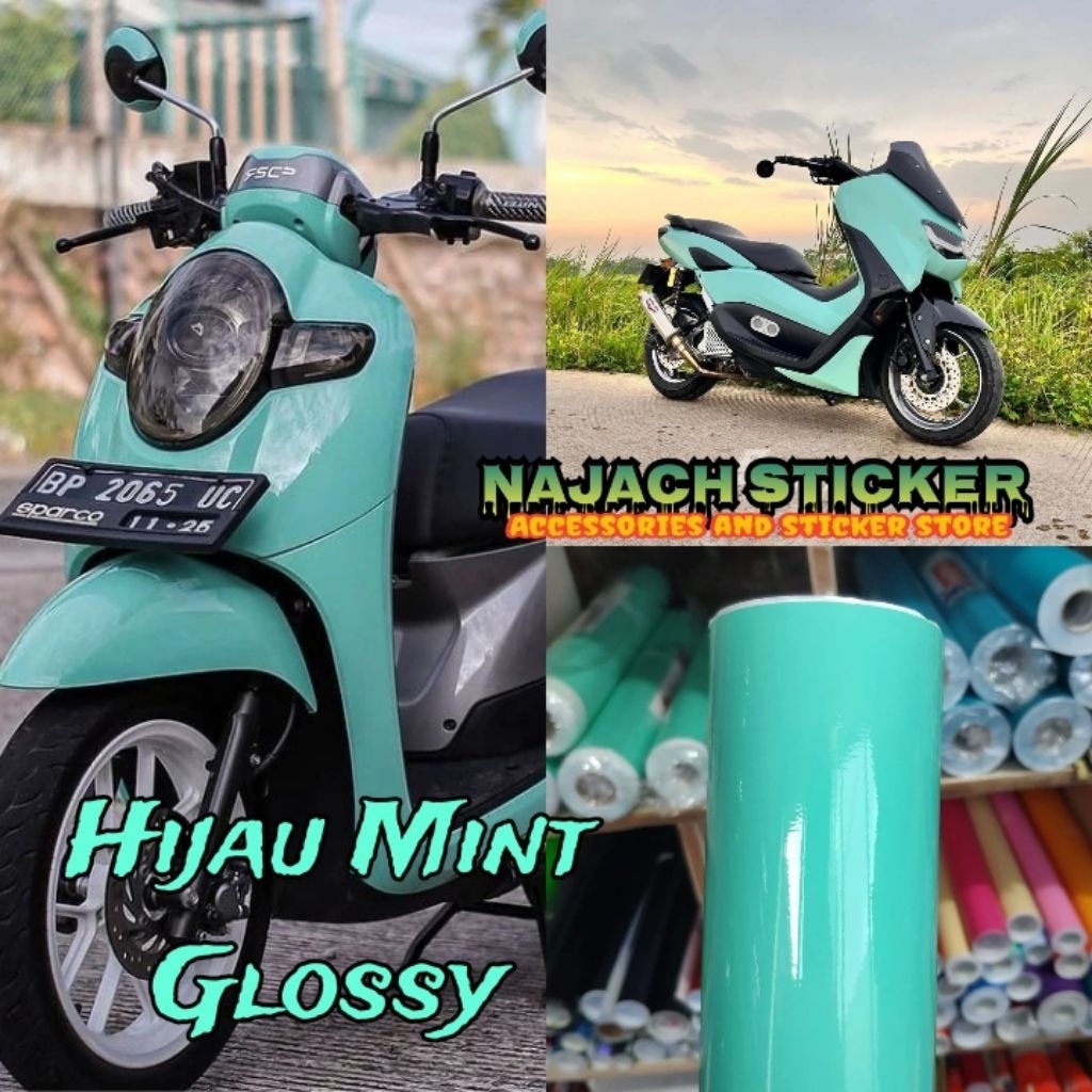 Skotlet Hijau Mint Glossy /Stiker Scoopy  /Skotlet Motor Scoopy Hijau Muda Mint Kualitas Premium