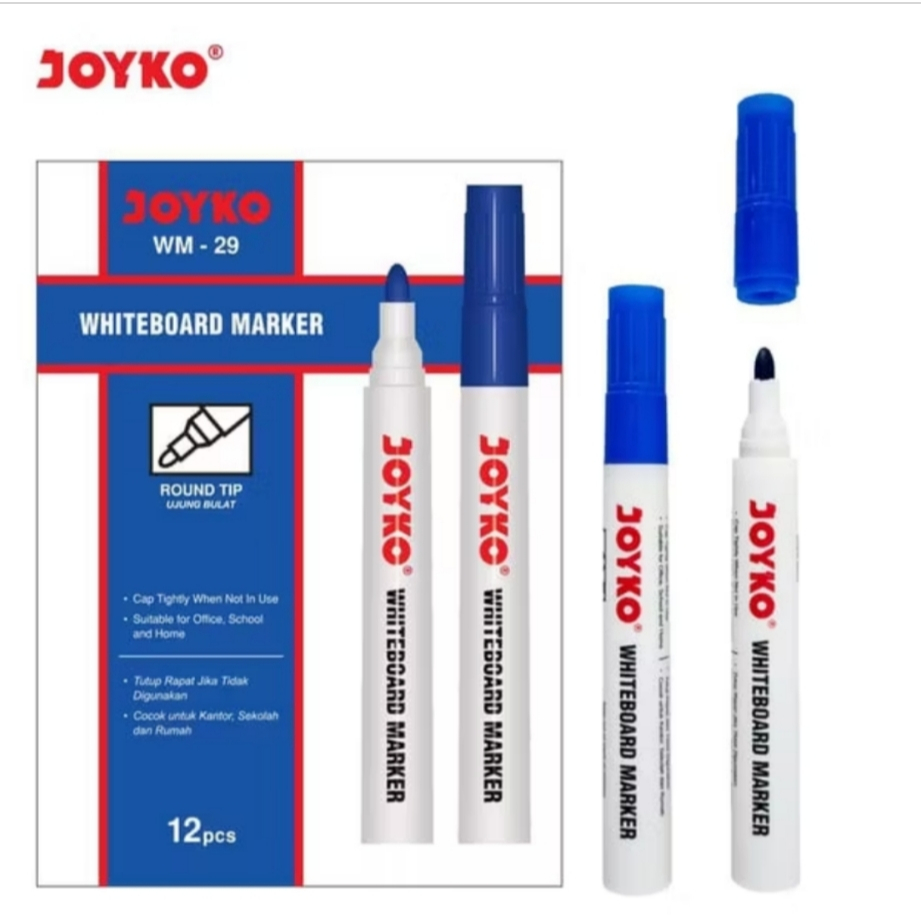 

Joyko Whiteboard Marker dapat dihapus 1 Box isi 12 Pcs - Spidol Papan Tulis Putih non permanen WM 28~29~30