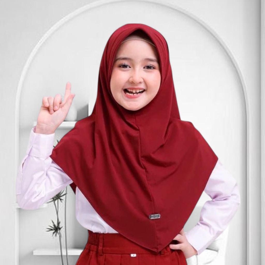 Kerudung Sekolah SD Warna Merah / Jilbab Putih
