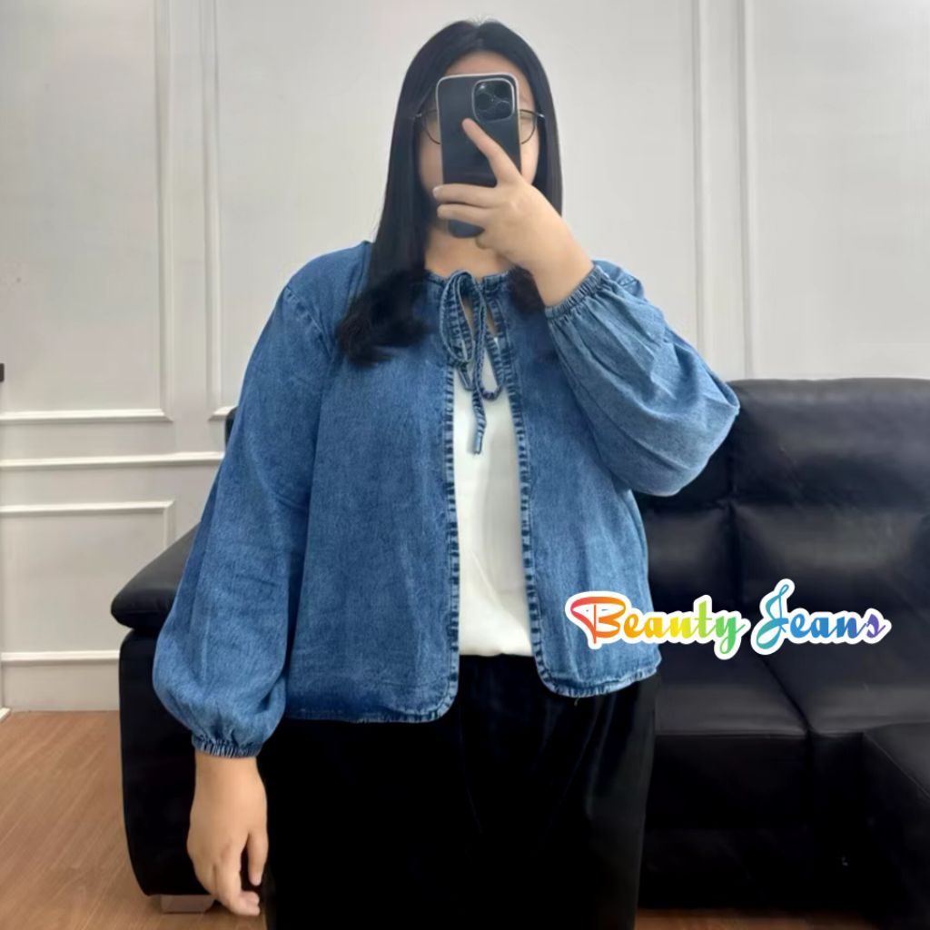 OVERSIZE JACKET JEANS VEST DENIM OUTER JAKET JINS WANITA CARDIGAN VINTAGE KOREA TERBARU KEKINIAN