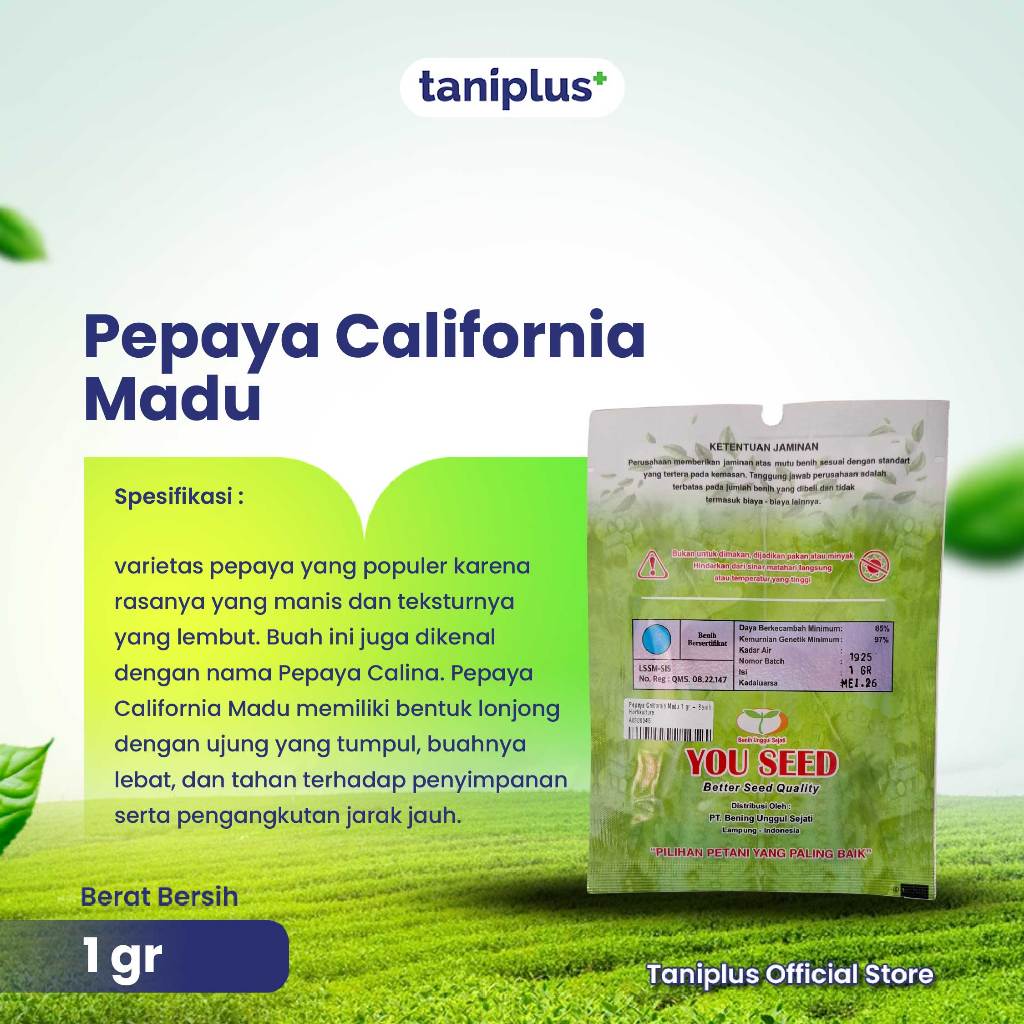 

Pepaya California Madu 1 gr - Benih Hortikultura