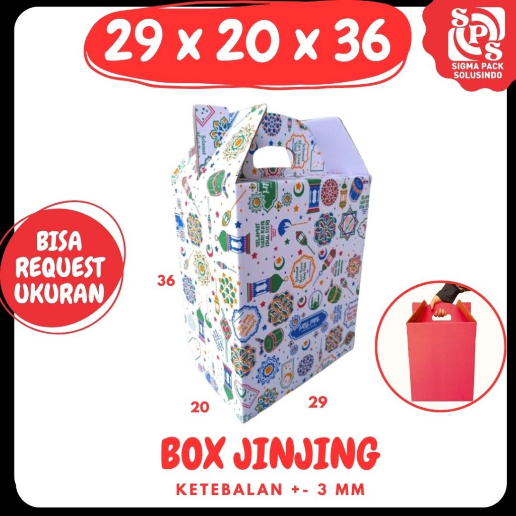 

Box Jinjing 29x20x36 Gable Box Kardus Packing Eid Mubarok Idul fitri Bingkisan lebaran/Parcel/Lebaran/idul Fitri/Paket/sembako