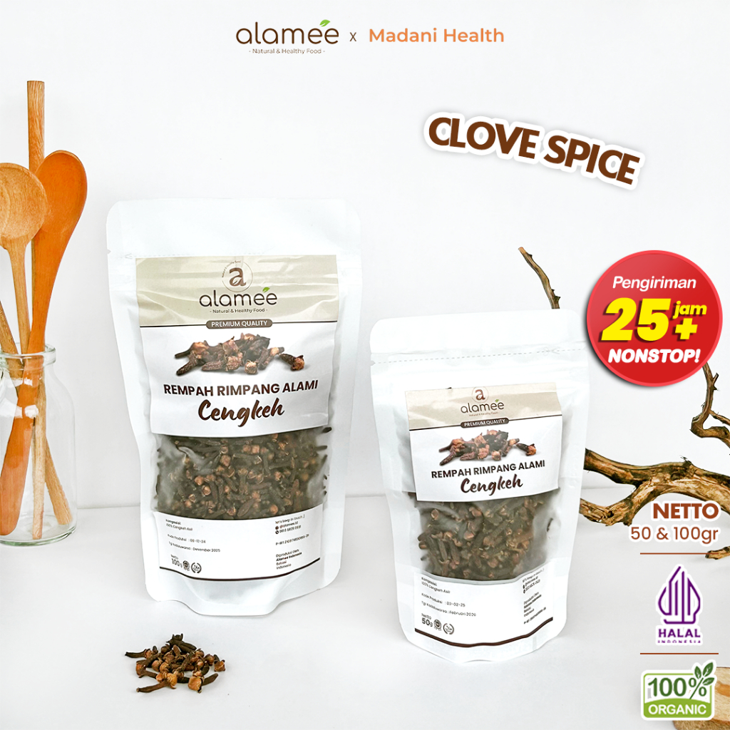 

ALAMEE Cengkeh Rempah Kering Organik Cloves Rimpang Organik Alami Bumbu Seasoning Masakan Masak 100g
