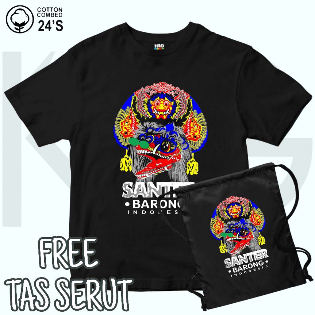 fashion anak baju kaos anak santer barong free tas serut dengan gambar yang sama