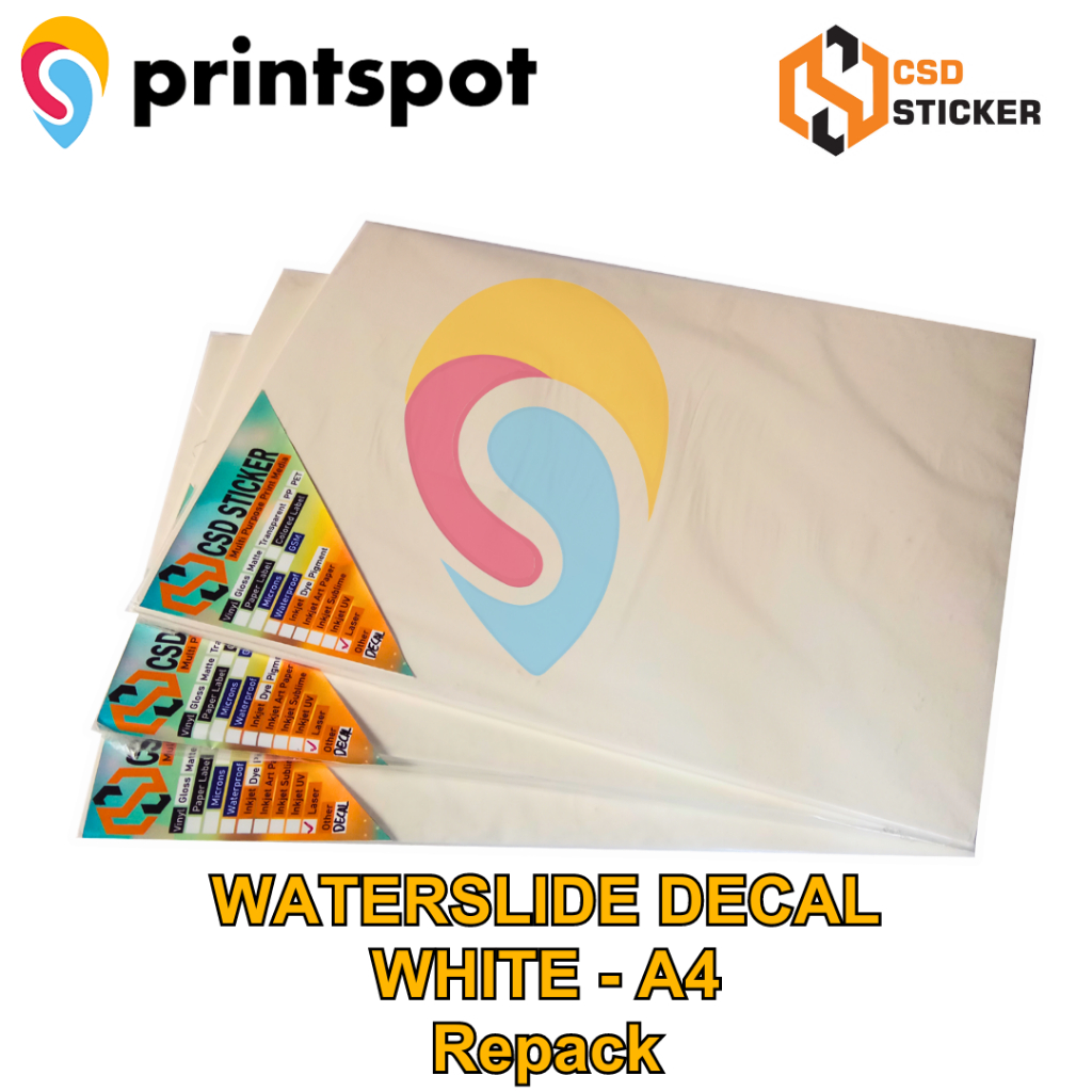 

Decal Paper Waterslide Decal Paper Putih / Transparan A4 for Laser Toner Digital Print - Mix