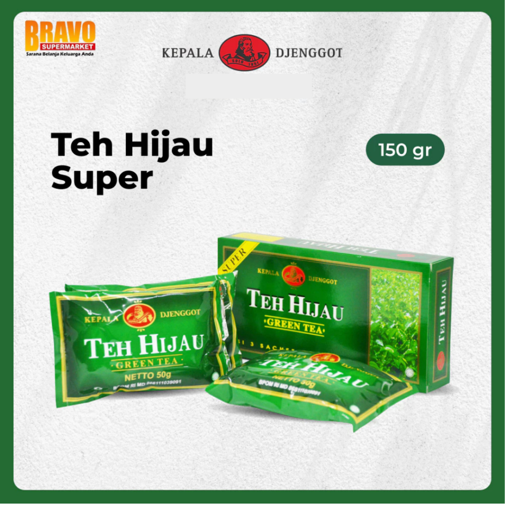 

Bravo Bojonegoro - Kepala Djenggot Teh Hijau Super 1 Box isi 3's 150 gr - Teh Hijau Celup
