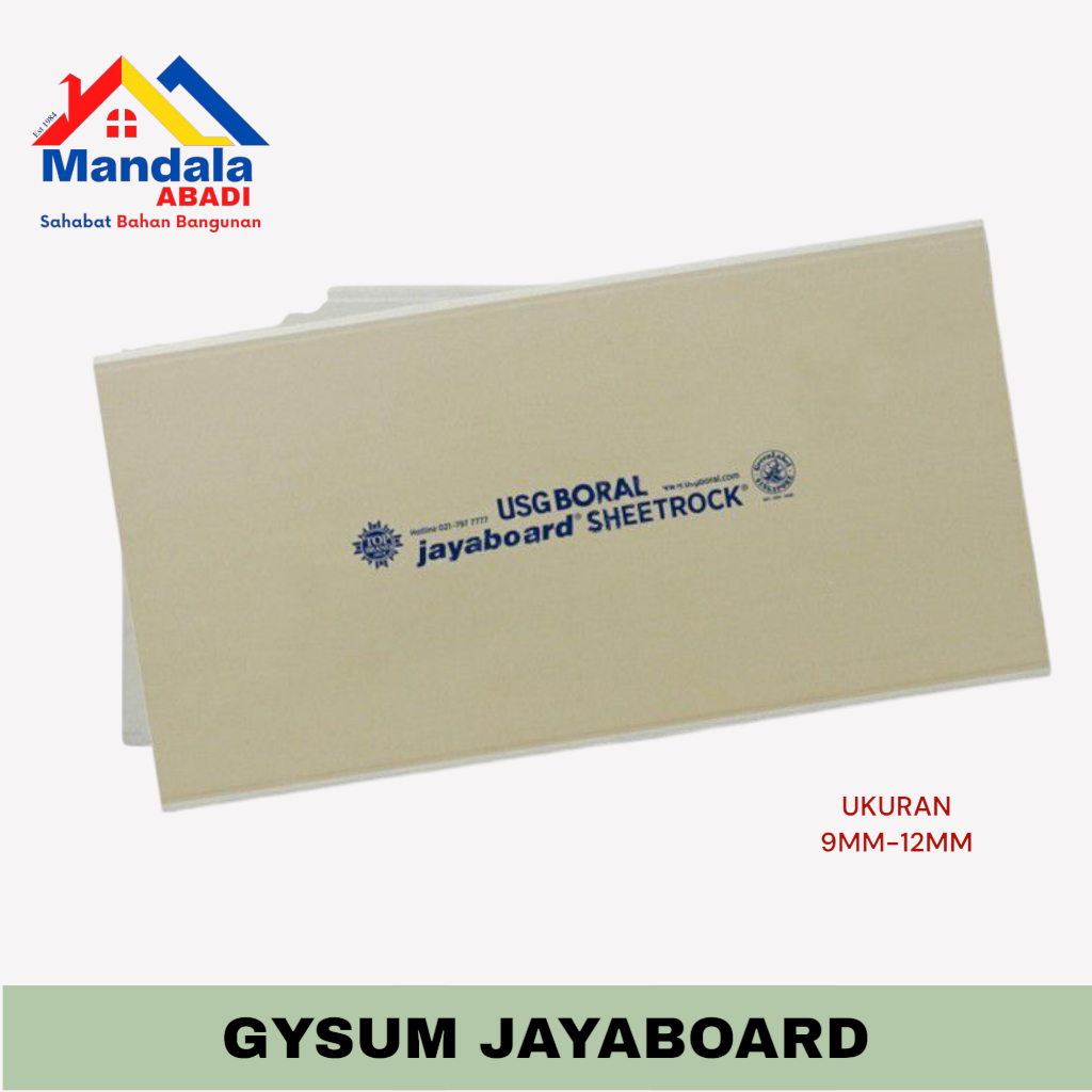 Gypsum Jayaboard 1200x2400mm + Papan Gipsum Jaya 9 dan 12mm Partisi Plafon / Jayaboard 12mm