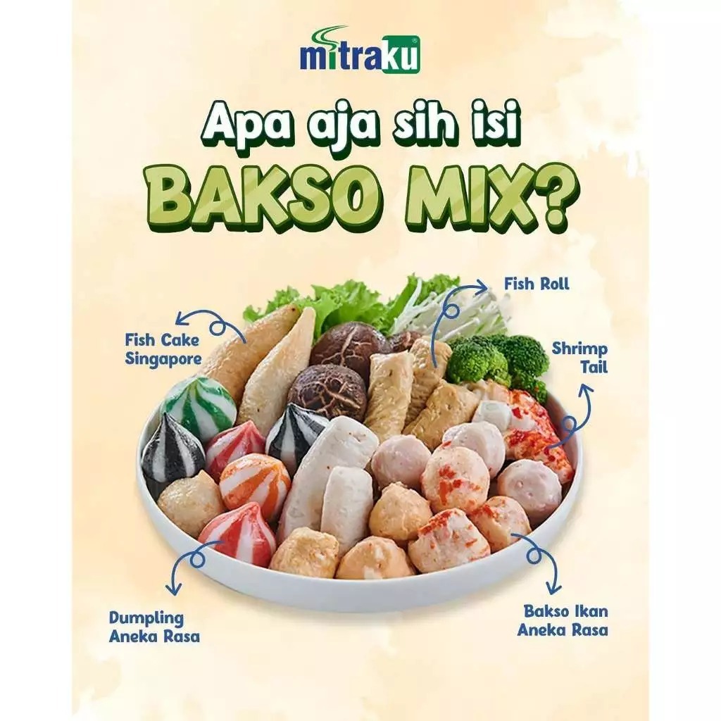 Yummy Mamii Mitraku Bakso Mix 500Gr / Bakso Ikan Campuran / Festive Frozen Food